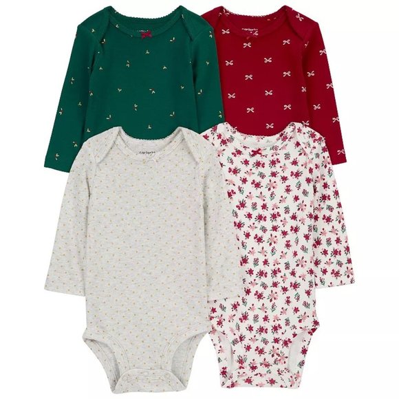 Baby Girl Carter's 4-Pack Long-Sleeve Original Bodysuits - Picture 1 of 5